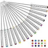 15pcs 9.6 Inch Fondue Sticks Stainless Steel Barbecue Fruit Dessert Forks with Heat Resistant Handle for Roast Meat Chocolate Dessert Cheese Marshmallows
