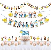 "Snow White and the Sevn Dwafs Theme Birthday Party Supplies &ndash; Princess Fairy Tale Decorations for Girls Birthday and Magical Celebrations &ndash; Includes Cake Toppers, Banners, Cupcake Picks &amp; Garland"
