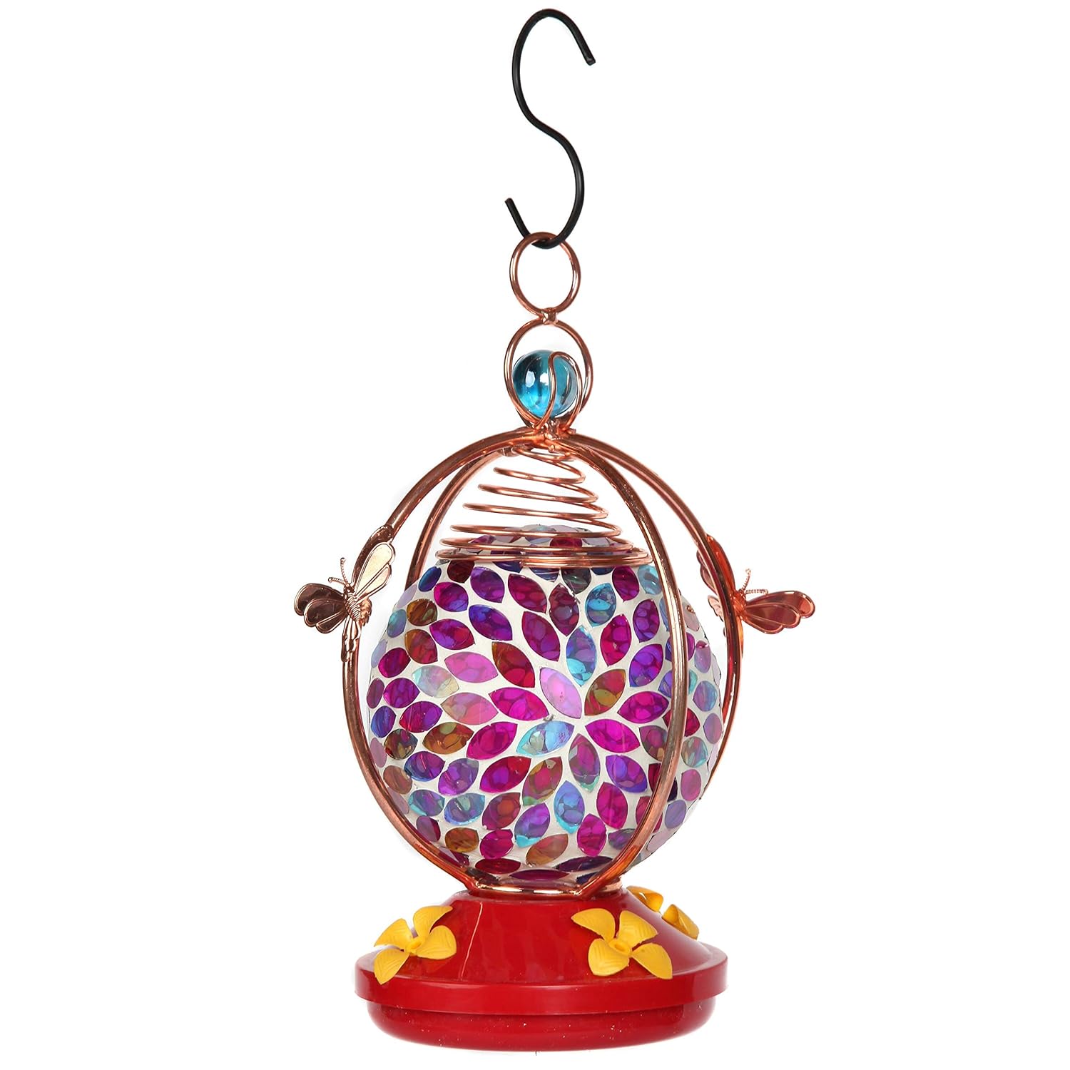 Lily S Home Mosaic Glass Hanging Hummingbird Feeder With Hanging