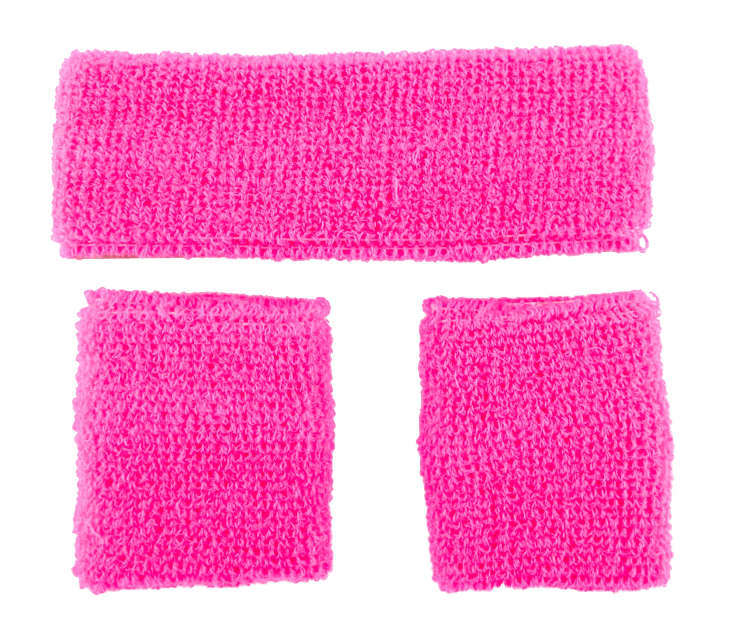 Wicked Costumes Adult Unisex 80's Neon Pink Sweatband & Wristbands Fancy Dress Accessory