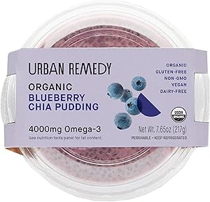 Urban Remedy Organic Blueberry Chia Pudding, Omega-3 Rich, Plant-Based Breakfast with Cashew Milk & Flavonoid-Rich Blueberrie