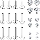 Vsnnsns 14G Lip Rings Stainless Steel Tragus Helix Conch Piercing Jewelry Snake Bite Piercing Monroe Lip Rings Labret Medusa Cartilage Lobe Earrings Piercing Jewelry Cubic Zirconia 2MM 3MM 4MM