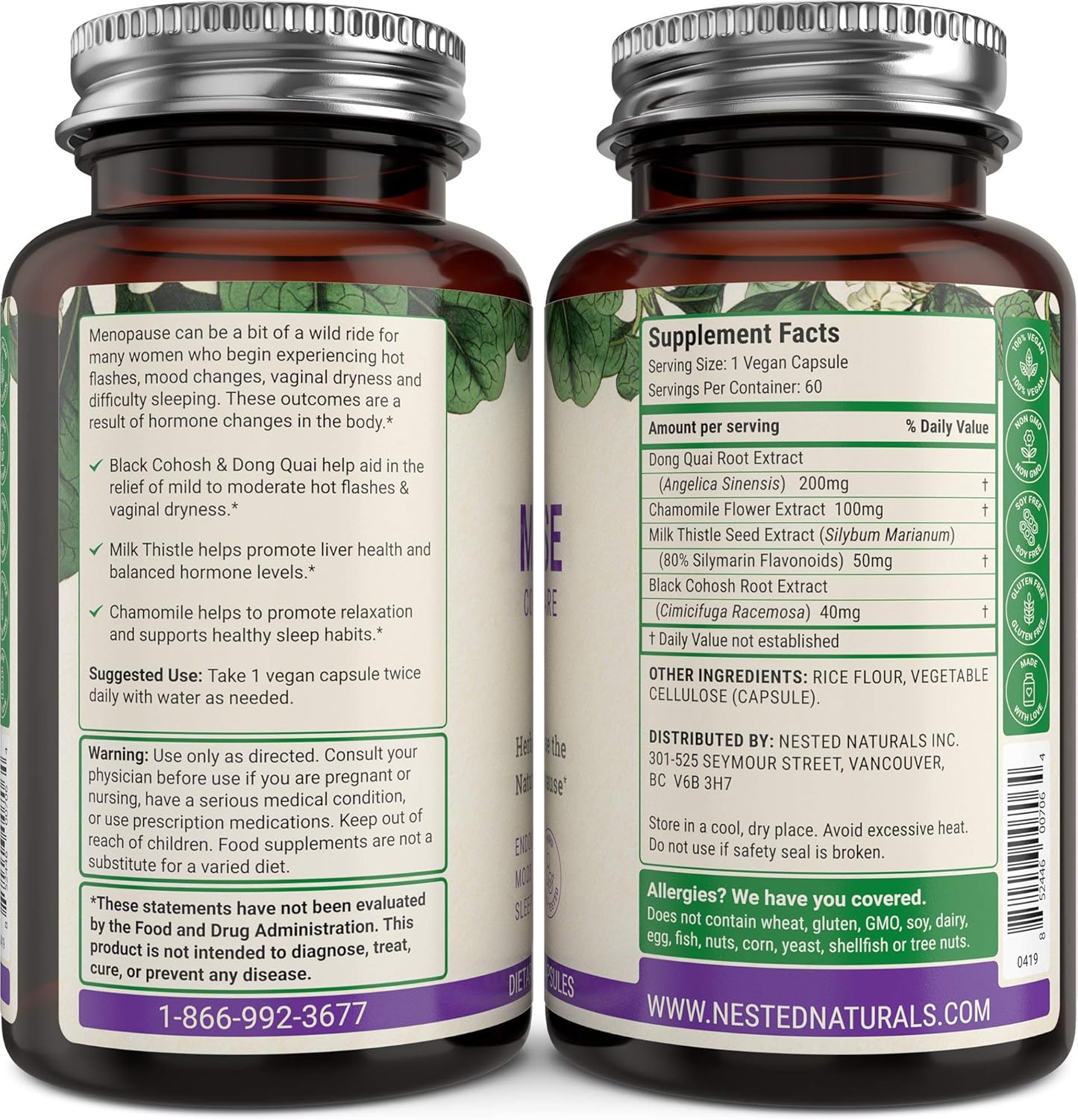 Menopause Complete Herbal Care Supplement for Women 60 Vegan Capsules