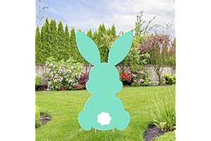 CMUSKO Easter Outdoor Decorations-Easter Bunny Yard Signs with Stakes Large Rabbits Party Supplies for Spring Easter Lawn Garden Welcome Decoration (Cyan)