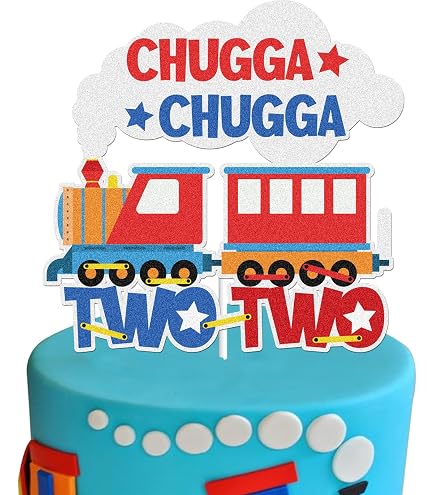Banner 'Choo Choo I'm Two' Per 2° Compleanno – Decorazioni Tema Treno Con Glitter Oro, 2 Striscioni