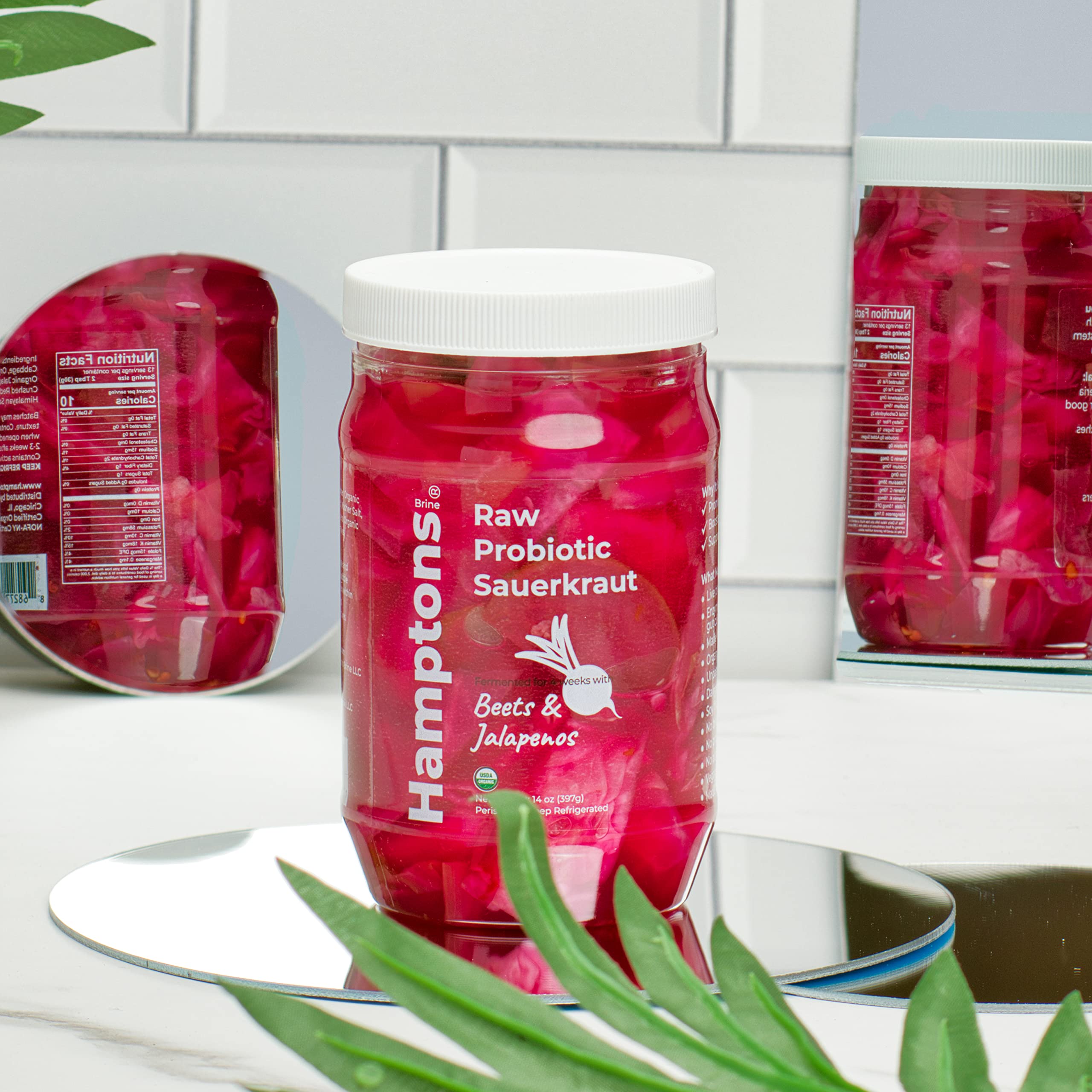 Hamptons Brine Raw Probiotic Sauerkraut made with Jalapenos, Beets
