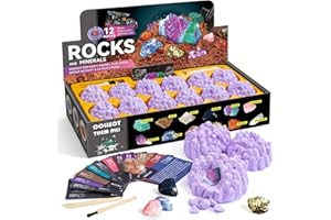 Byncceh Mineral Mining Kit Rock Mining Kit Gem Dig Kit - Dig up 12 Rock & Mineral Collection Gemstones & Crystals Dig Kit for Kids Gemology Mining Gift Rocks Minerals, Excavation Toys for Boys Girls