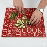 Acense Tempered Glass Worktop Saver 40x30 cm Red with White Writing view 2