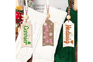 Personalized Christmas Stocking Name Tags - Custom Wooden Stocking Tag with 3D Name - Christmas Ornaments, Holiday Decor, Gif