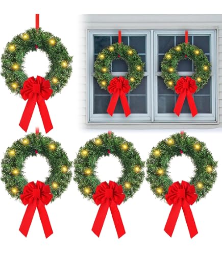 Amazon.com: Janinka 6 Pcs Christmas Wreath for Windows 11.8 Inch