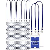 Patelai 100 Pack Double Clip Lanyards Bulk Face Mask Lanyard Twist Free 2 Hook Design Adjustable Badge Neck Strap for ID Name Badge Holder Back to School Conference Office Class Essential (Blue)