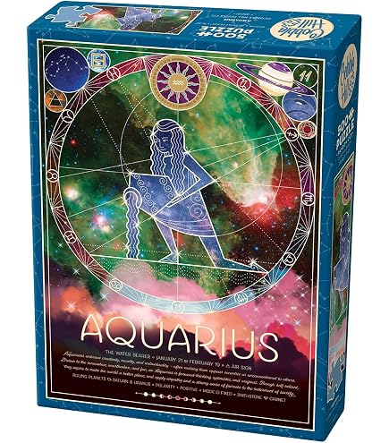 Cobble Hill 500 Piece Zodiac Puzzle - Capricorn, Includes Sample Poster, Made In USA