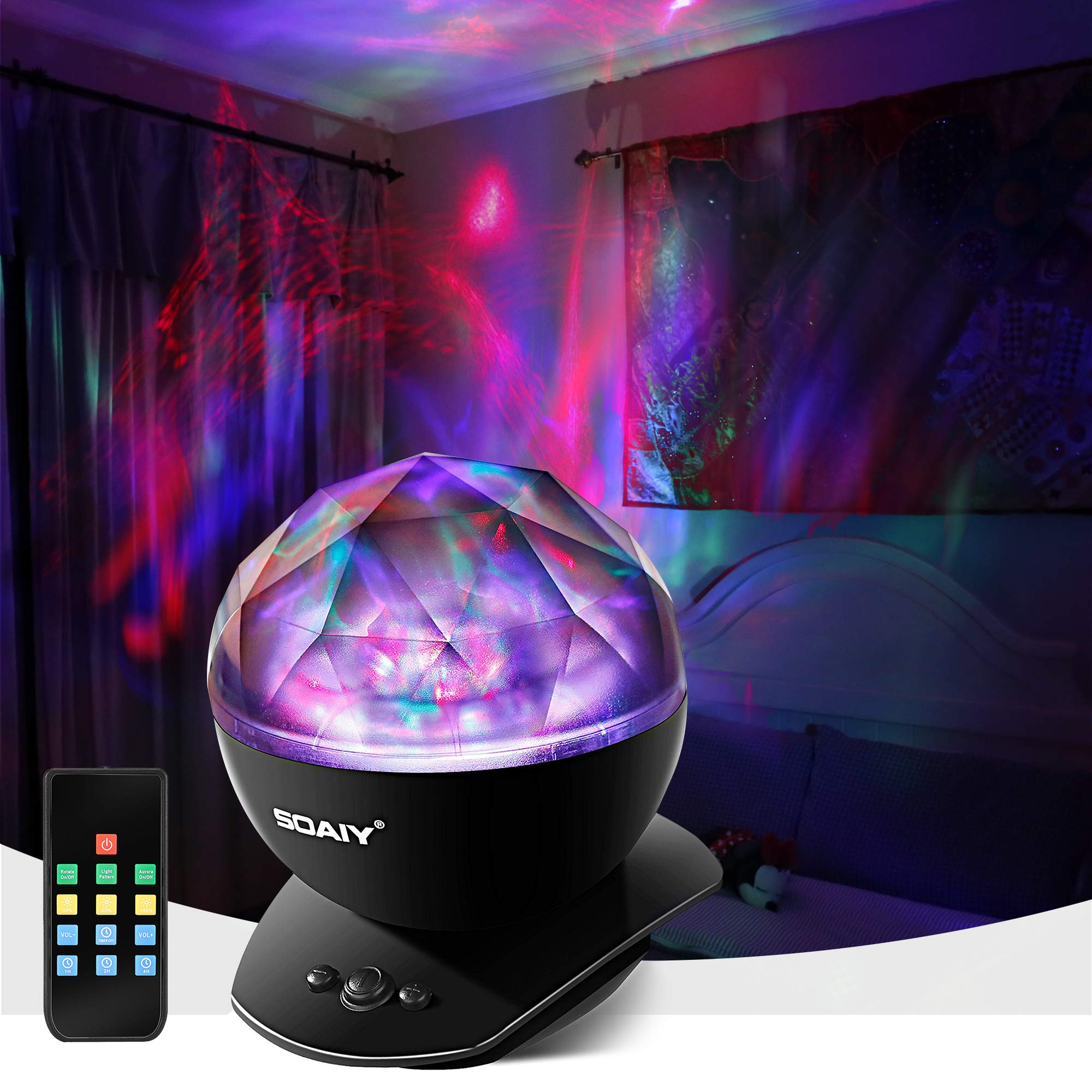SOAIY Aurora Night Light, LED Aurora Projector Night Lamps with Remote, 8 Mode Lighting Shows