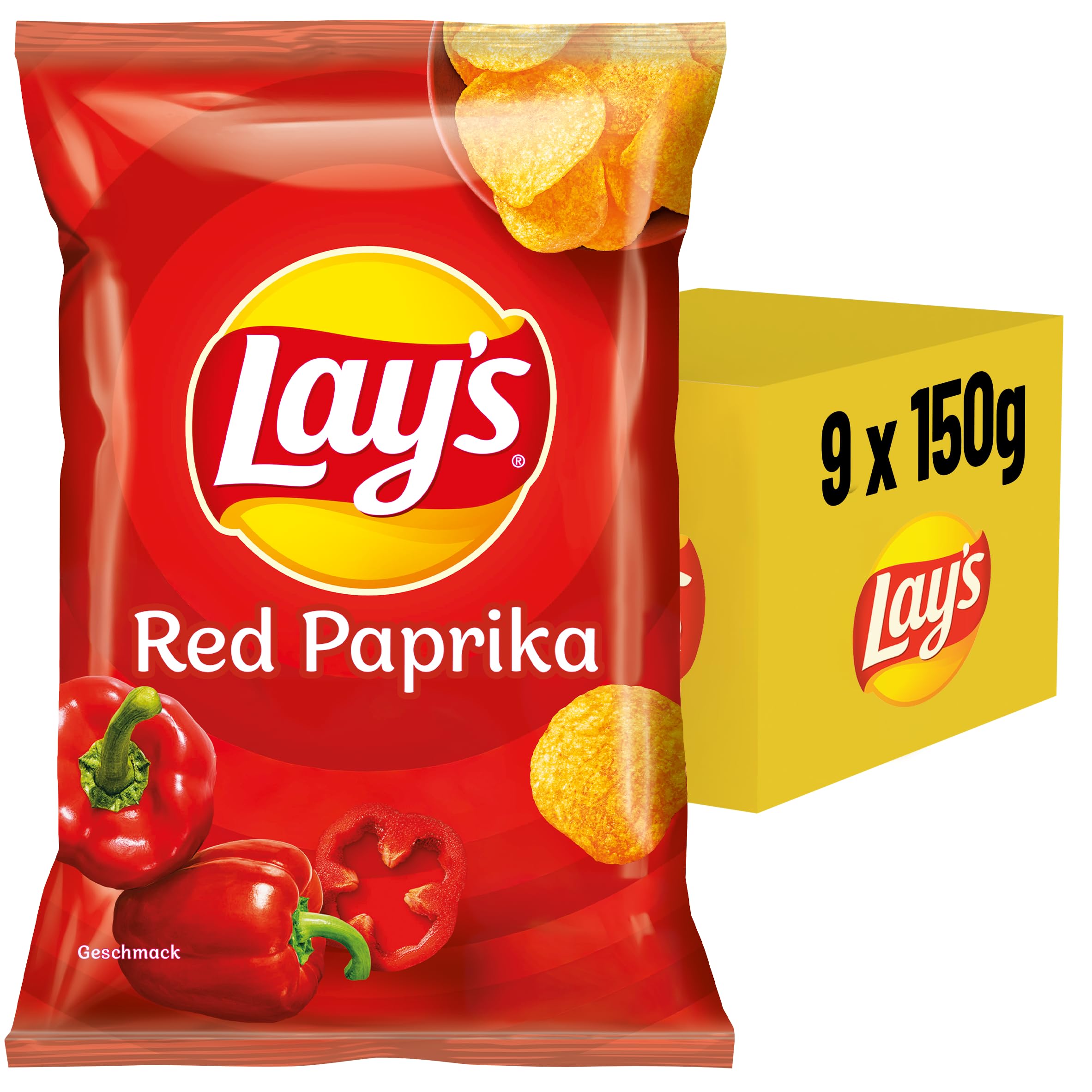 Lay's Red Paprika – Knusprig gewürzte Kartoffelchips für eine gelungene Party, 9 x 150 g (Verpackungsdesign kann abweichen) 2