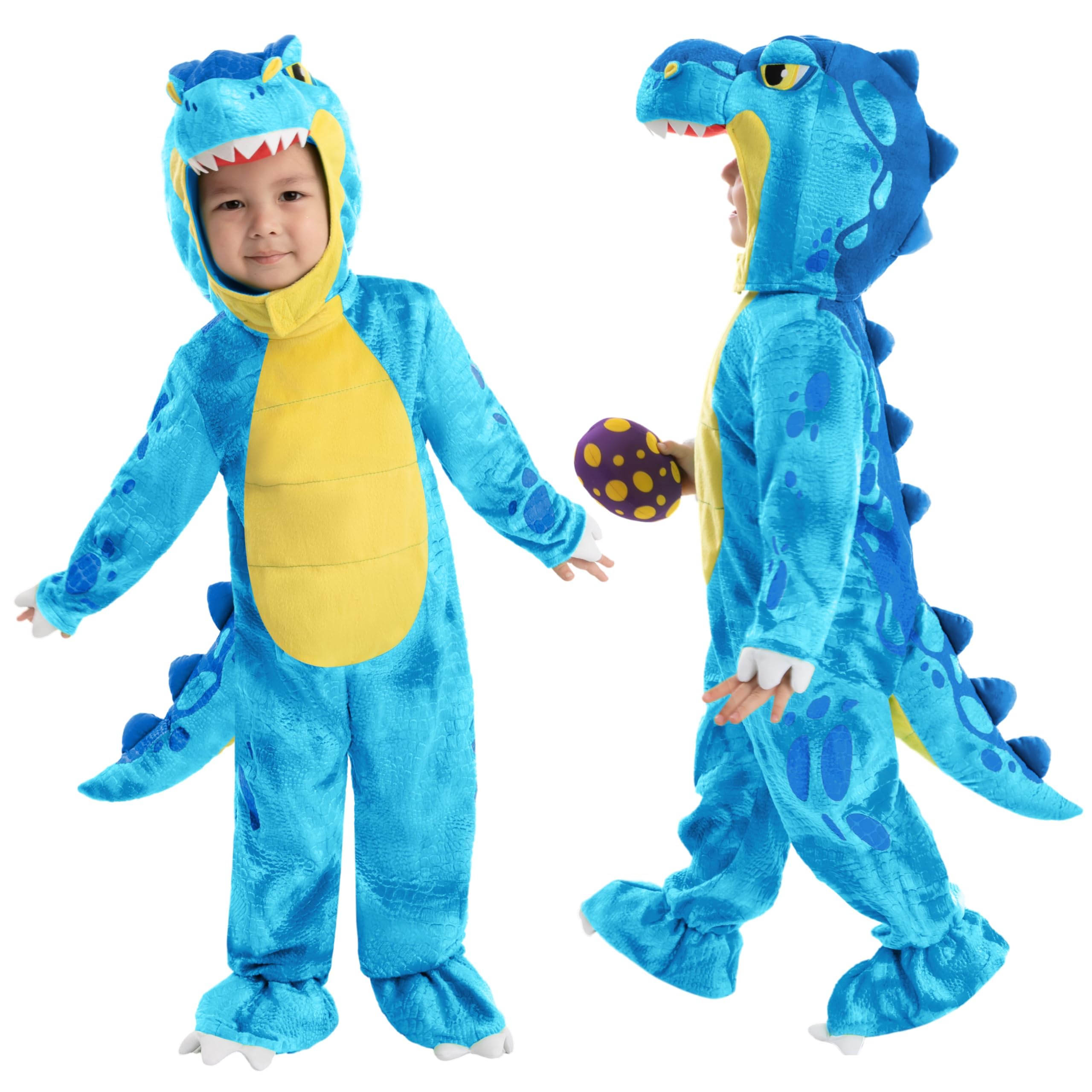 Spooktacular Creations Blue Tyrannosaurus rex Costume, Dinosaur jumpsuit Jumpsuit for Toddler and Child Halloween Dress Up Party