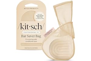 Kitsch Bar Soap Saver Bag - Patented Mesh Bag Soap Holder for Rice Water Protein Conditioner Bar With Tag Identifier - Extends Use & Prevents Soggy Mess - Recycled Mesh Beauty Pouch, Eco-Friendly