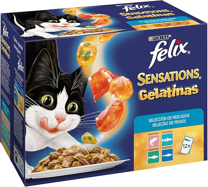 Purina Felix Sensations Crunchy comida para gatos Selección Surtido de Pescados 6 x [12 x 100 g]: Amazon.es: Productos para mascotas