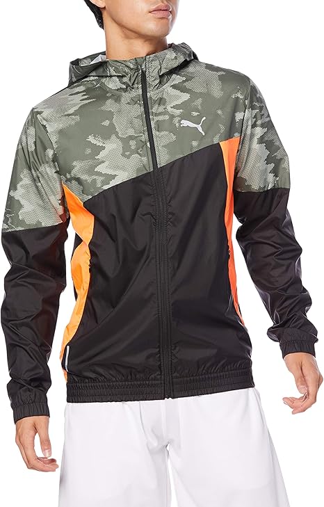 Amazon プーマ ウィンドブレーカーパーカー トレーニング ランニング ラン グラフィック フーデッド ジャケット メンズ フィットネス トレーニング ジャケット 通販