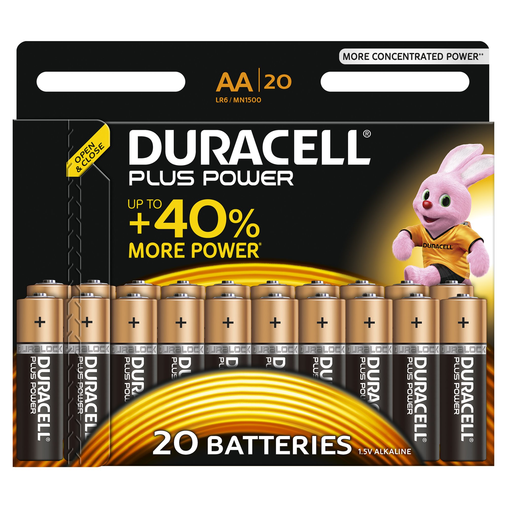 Duracell Alkaline Plus Power AA Battery 20 Batteries