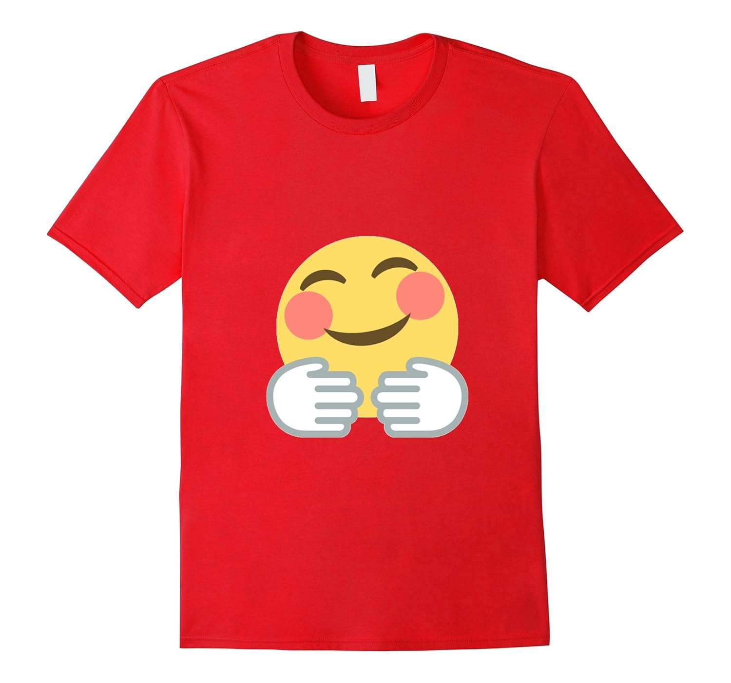 Hugging Face Hugs Hands Blush Smiley Emoji T Shirt-Rose