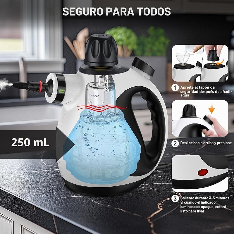 Vaporeta Limpieza Hogar y 14 Accesorios, 1050W, Sin Productos Químicos — foto 7 de 7