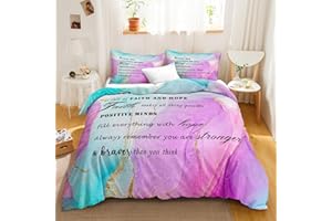Bedbay Queen Duvet Cover Set,Teen Girls Bedding Set Full Size,Pink Marble Printed 3 Pcs Microfiber Lightweight Comforter Cover,Room Decor Aesthetic,Positive Energy Gifts for Boys Girls(Pastel,Queen)