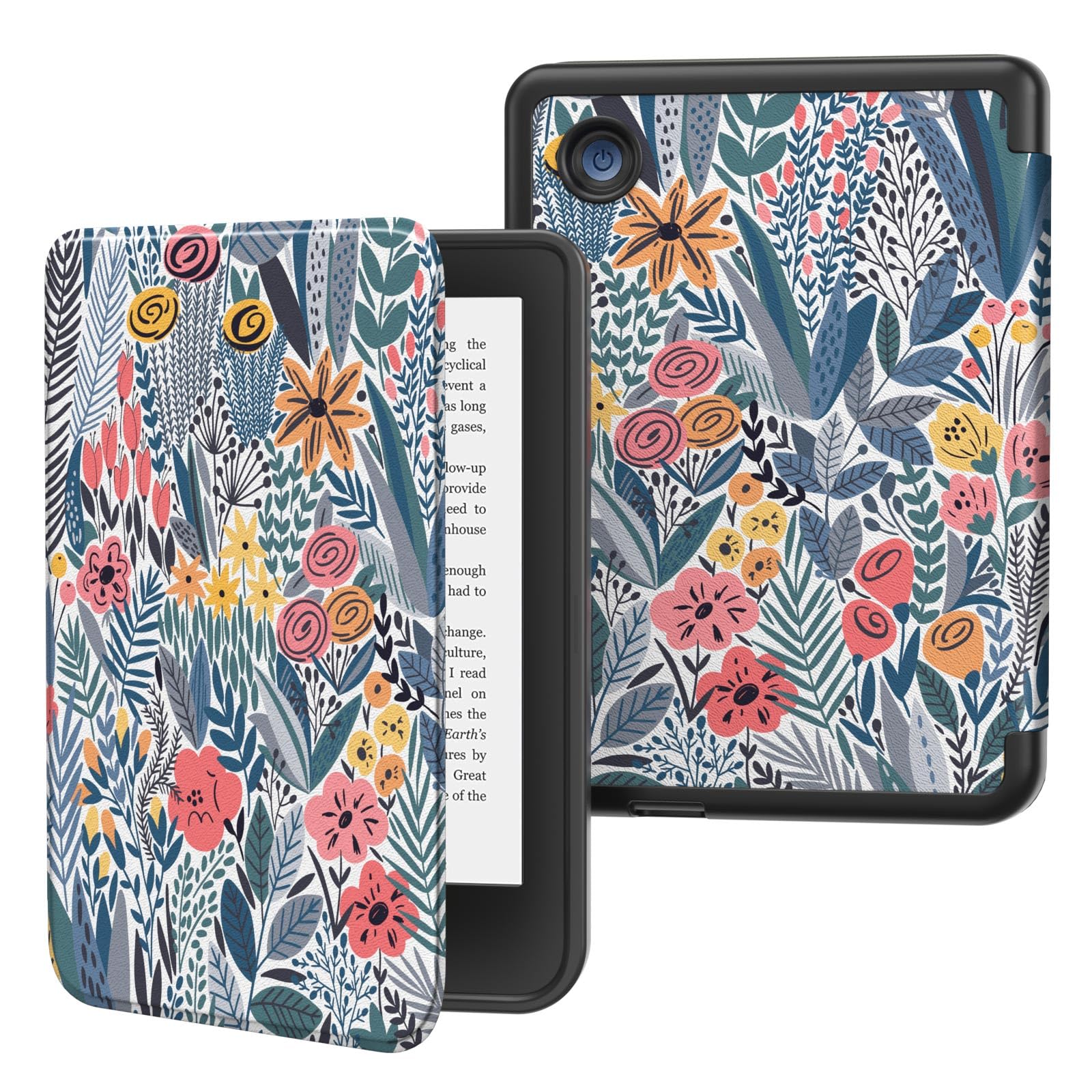 MoKo Case for Tolino Shine Color/Shine 5(2024)/Shine 4(2022) & Kobo Clara BW/Colour/2E 6", Ultra Slim Lightweight Auto Wake/Sleep Cover Folio for Kobo Clara 6" 2024, Blue Leaf Flower