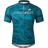 sponeed Men's Cycling Jerseys Tops Biking Shirts Short Sleeve Bike Clothing Full Zipper Bicycle Jacket with Pockets