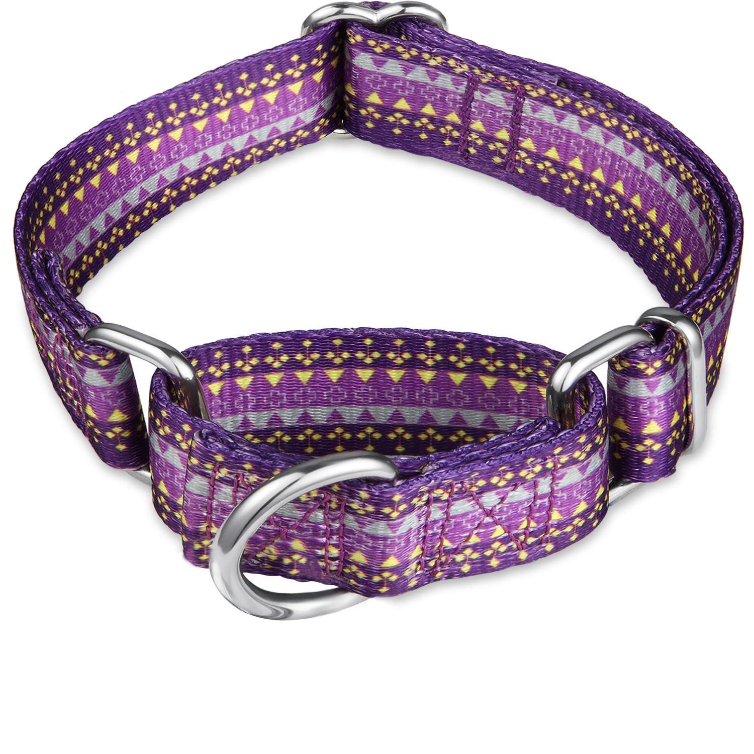 Photo 1 of Dazzber Martingale Dog Collar Dark Purple, Neck 11"-15.5", Wide :1", Soft Durable No Pull Anti-Escape Pet Collar for Small Dogs