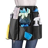 LoDrid Cleaning Apron for Housekeeping with 9 Pockets, Professional Cleaning Bag with Adjustable Waist Belt, Water-resistant 