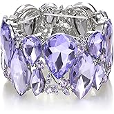 Crysdue Marquise Wedding Bracelet for Brides Bridesmaid, Austrian Crystal Art Deco Elastic Stretch Bracelet for Wedding Party Prom