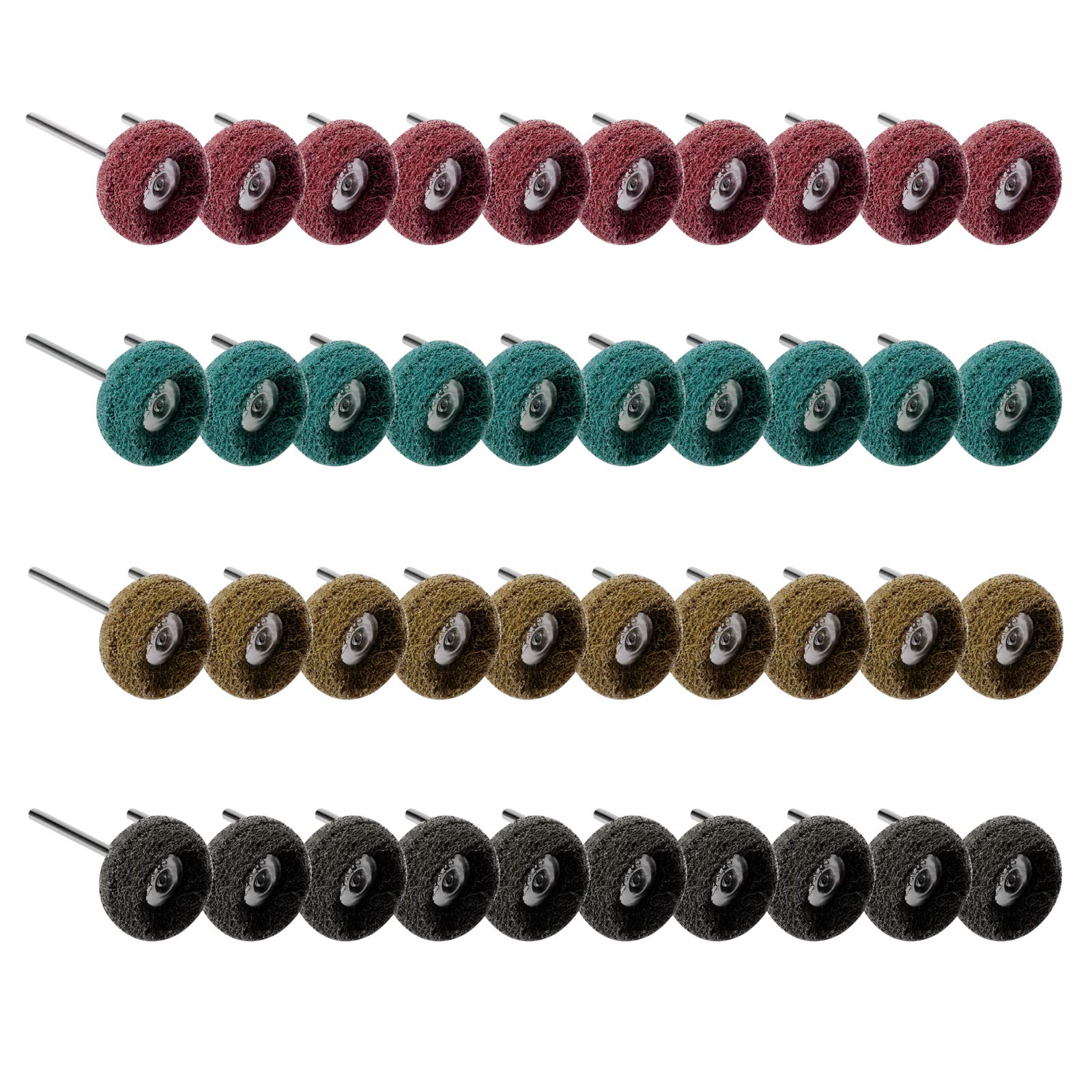 Keweiding 40 PCS Abrasive Wheel Buffing Polishing Wheel Set for Dremel Rotary Tool, 80/150/240/300/400 Grit Aluminium Oxide, Brown, Green, Red, Black, Metal, Fiber