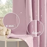 PONY DANCE Pink Star Themed Blackout Curtains 2 Panels 46 x 63 Inches view 7