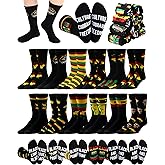 Shyyween 12 Pairs Black History Month Socks for Men Novelty African American Crew Socks Bulk Funny Black History Month Gifts for African Men Juneteenth Party Favors