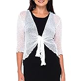 SHU-SHI Sheer Shrug for Women Mesh Knit Cover Up Lightweight Dressy Cardigan for Summer Tie Top Wrap