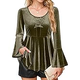 Furnex Blouses for Women Dressy Casual Long Sleeve Babaydoll Shirts Peplum Tops Square Neck Fashion Fall Clothes 2025
