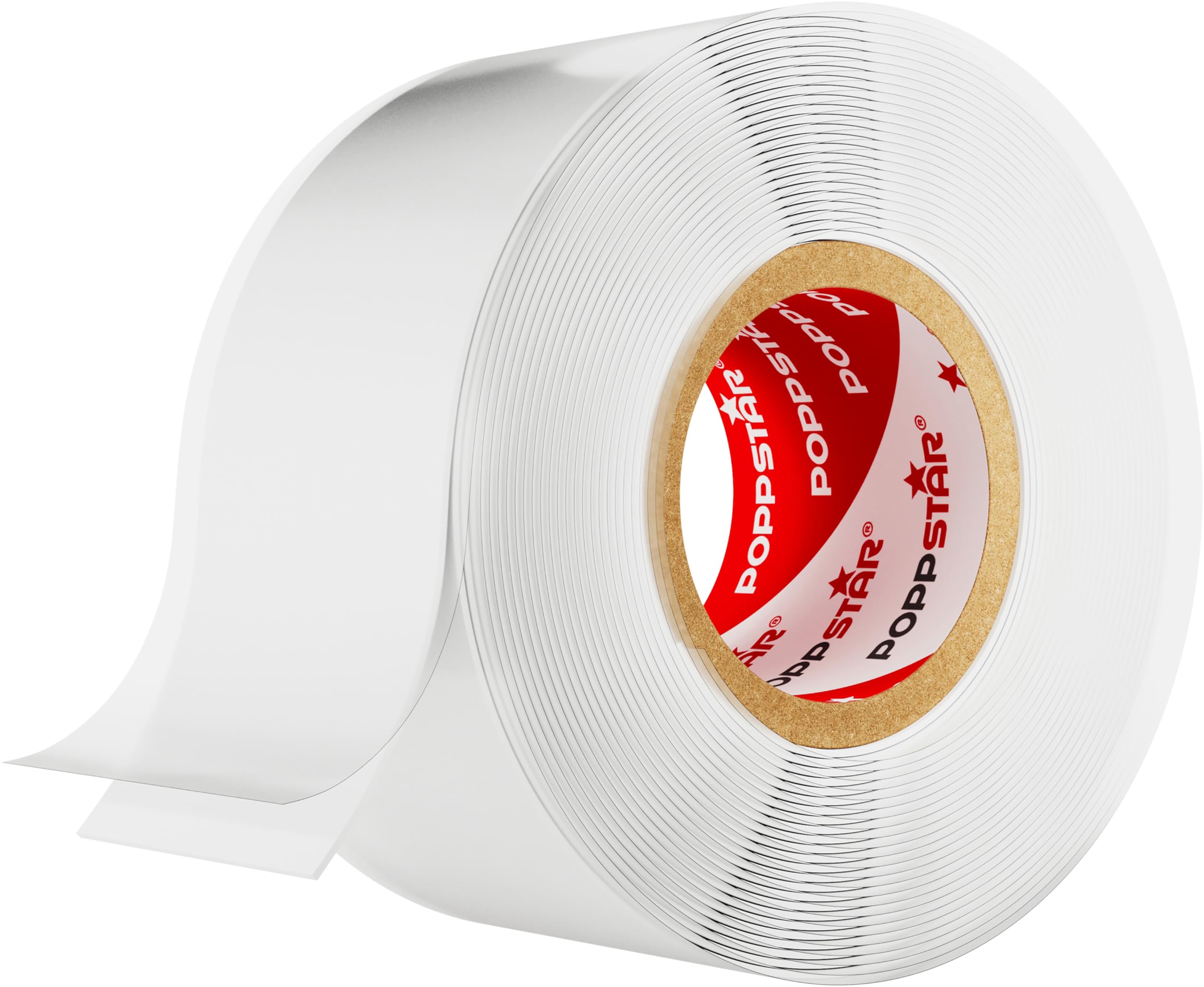 POPPSTAR Self-Fusing Silicone Band, Silicone Tape, 3m x 25mm, Sealing & Insulating Strip (water-tight, air-tight), white, 1 Roll