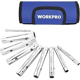 WORKPRO 9-Piece Shower Valve Socket Wrench Set with Bar Handle | Dual-Ended Socket Wrench for Bathroom Removal of Tub and Shower Valves, Home Plumbing Repairs, Double-Ended, Storage Bag