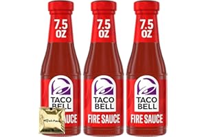 NOSH PACK Taco Bill Fire Sauce Bottle, 3 Pack Taco Sauce Condiment Seasoning for Tacos Salad Chips Quesadilla Chicken Tex Mex Burritos and More, 7.5 Ounces Each with Nosh Pack Mints