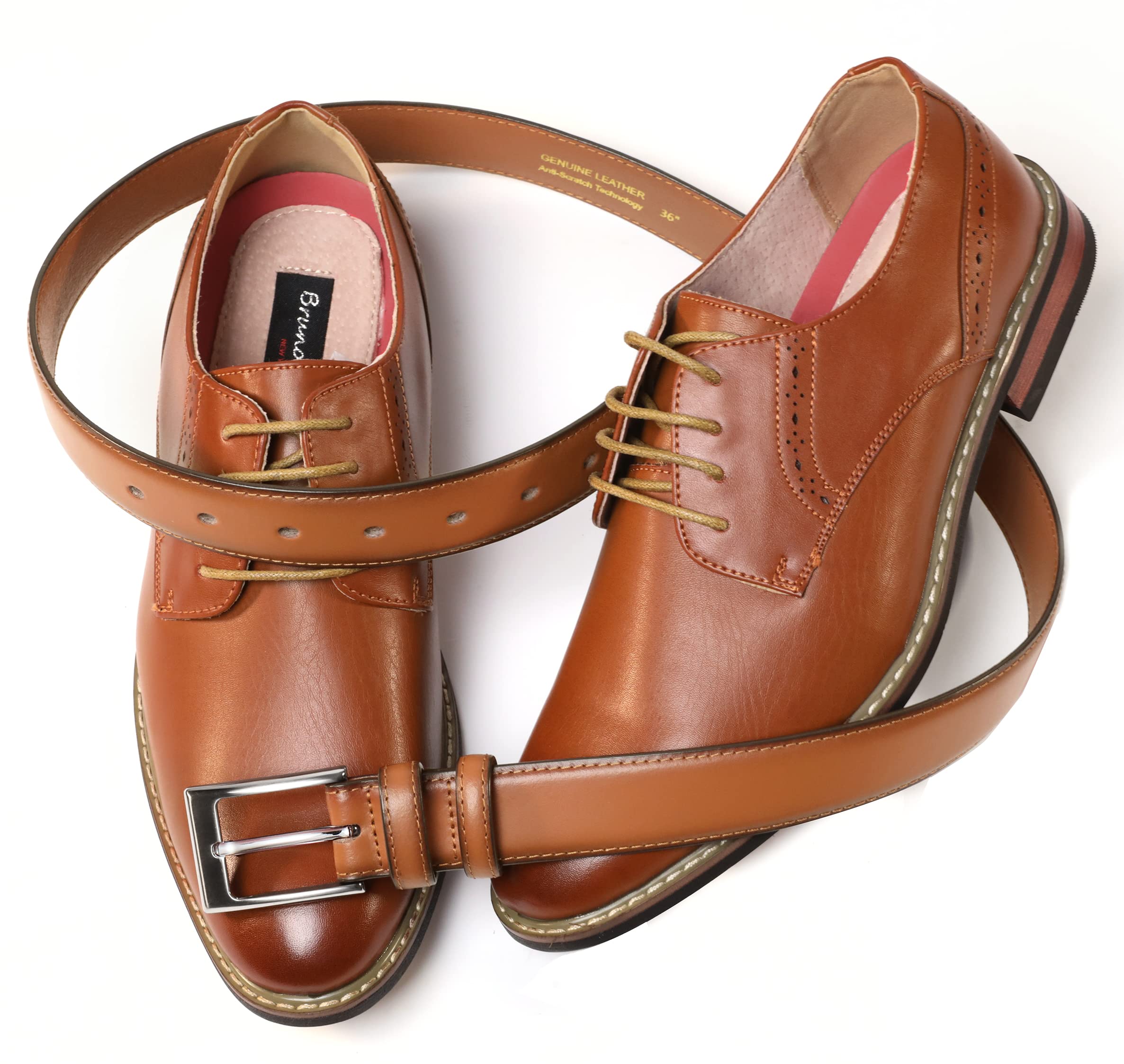 YOETEY Belt Men - 1 1/8" Brown Leather Belt for men