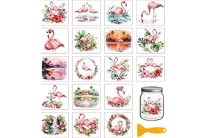 GLOBLELAND 18 Sheets Flamingos Rub on Transfers Pink Flamingo Transfer Stickers Decals Watercolor Tropical Animals Cup Sticke