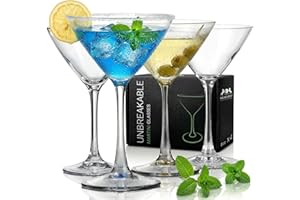 Unbreakable Plastic Martini Glasses, 100% Tritan Shatterproof Plastic Cocktail Glasses, Premium Quality, BPA-Free Dishwasher-