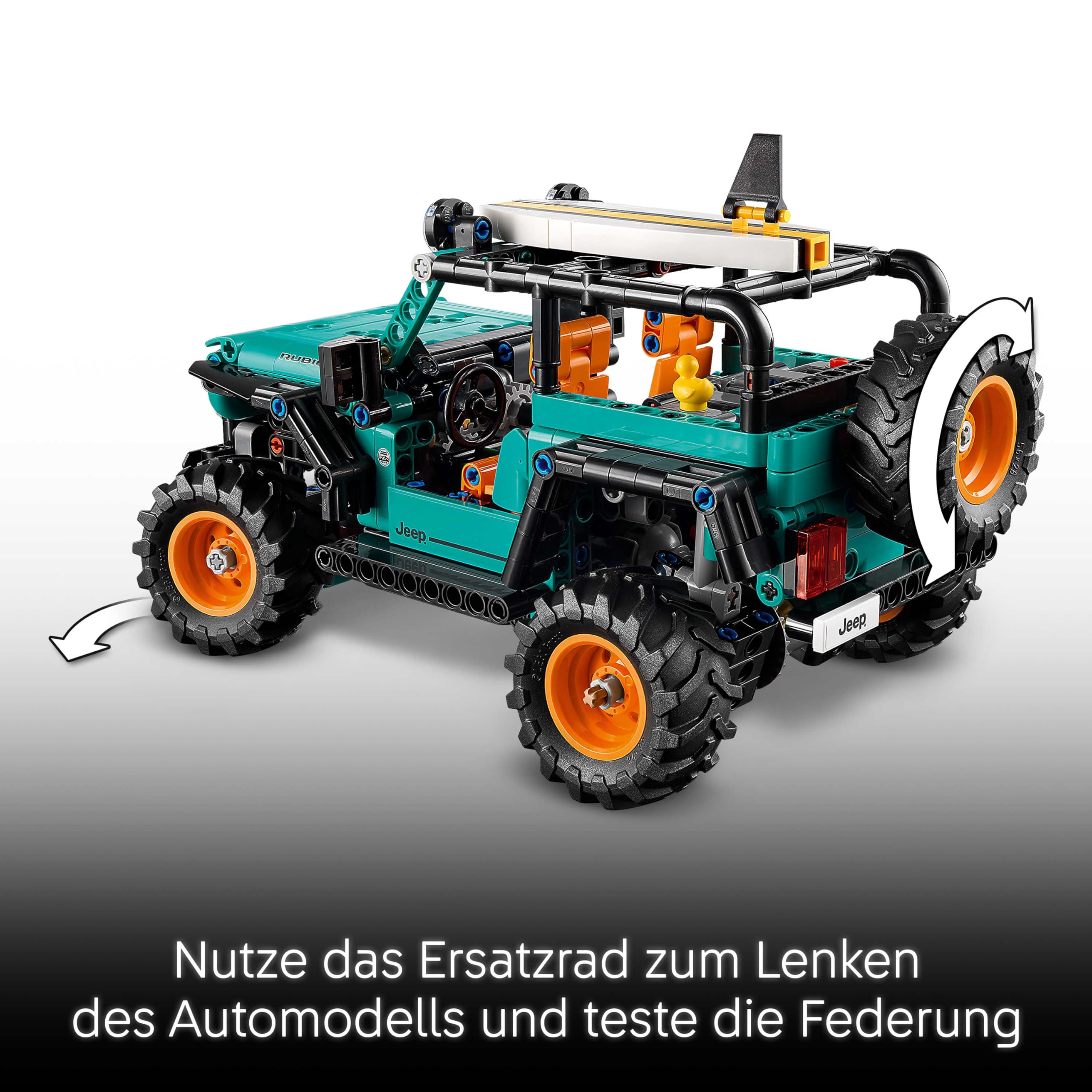 LEGO Technic Jeep Wrangler Rubicon Geländewagen - Off-Road Spielzeug Fahrzeug Modellbau mit V6-Motor, Lenkung & Federung - STEM Geburtstagsgeschenk für Jungen ab 10 Jahren - 42227 3