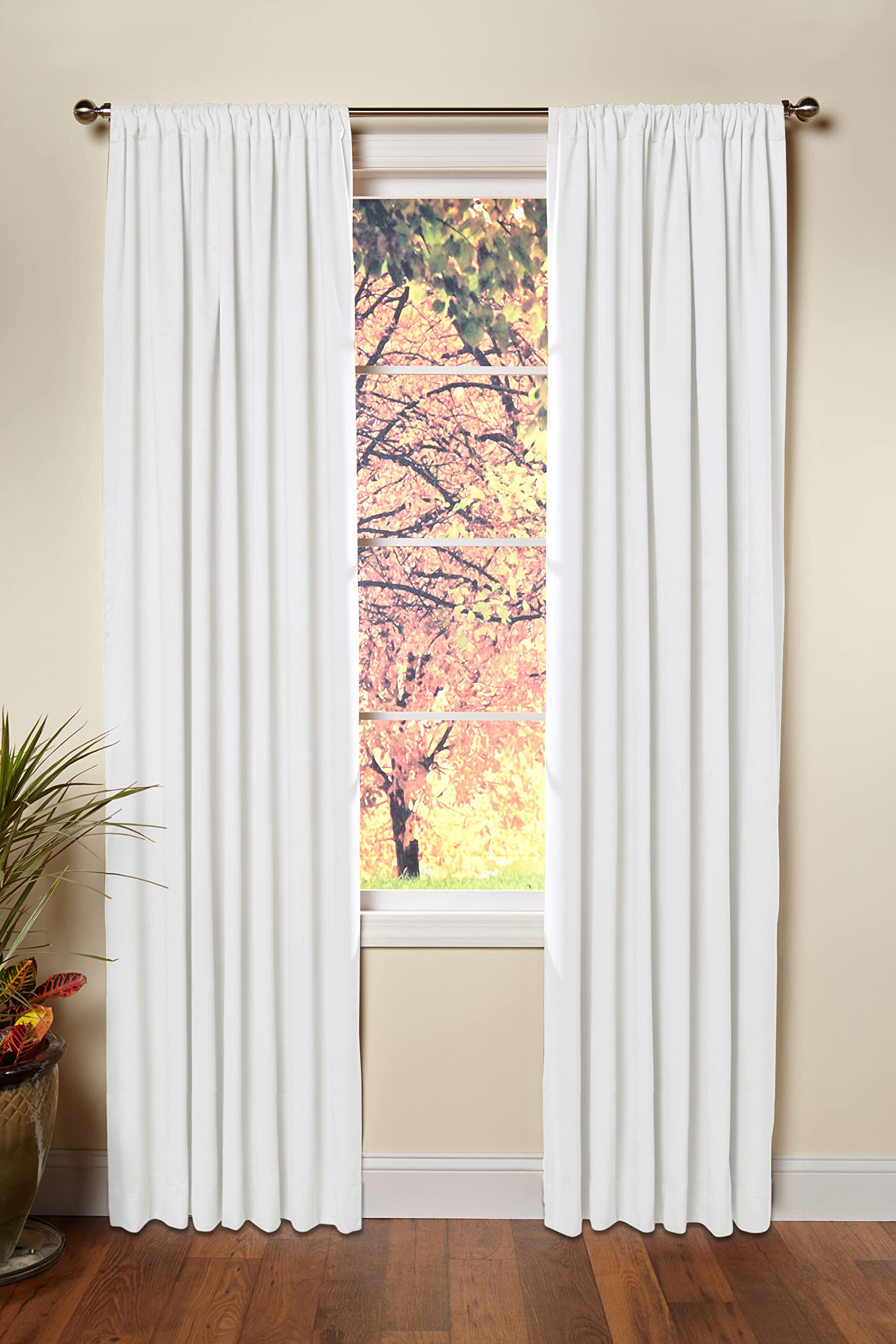 COTTON CRAFT - Set of 2-100% Cotton Duck Reverse Tab Top Curtain Panel Set - 50x84 - White - Classic Elegance for a Clean Crisp Look - Each panel is 50 in wide