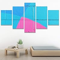 SIGNWIN 5 Panel Canvas Wall Art Abstract Colorful Geometric Hallway Minimalist Mixed Media Multicolor Patterns for Home Decorations Ready to Hang - 60