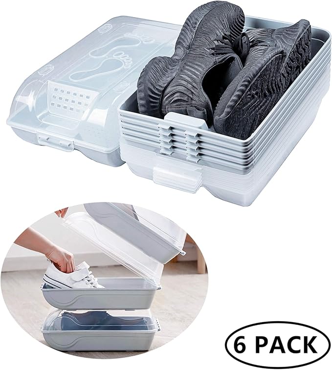 YEAVS - Caja de almacenamiento para zapatos apilable, plástico