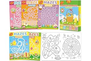 Wiooffen 168 Pages Easter Maze Books for Kids Ages 3-8, 6-Pack- 6 Beginner Level Kids Activity Books Busy Books Easter Theme Children Amazing Mazes Fun Games Birthday Gifts Easter Basket Stuffers