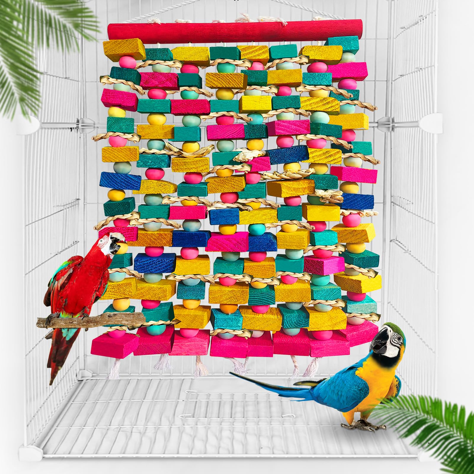 Photo 1 of WQY GroceryShop Extra Large Bird Toys for Macaws, Multicolored Wooden Blocks Bird Chewing Toy Parrot Cage Bite Toy for Macaws Cokatoos African Grey and Large Medium Parrot Birds