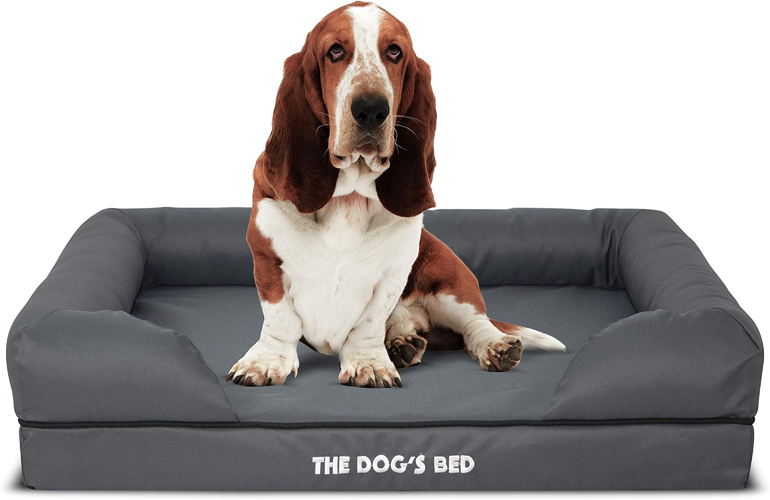 Replacement Outer Cover ONLY (OUTER COVER ONLY - NO BED, NO WATERPROOF INNER) For The Dog's Bed, Washable Quality Oxford Fabric, Medium (Grey with Black Trim)