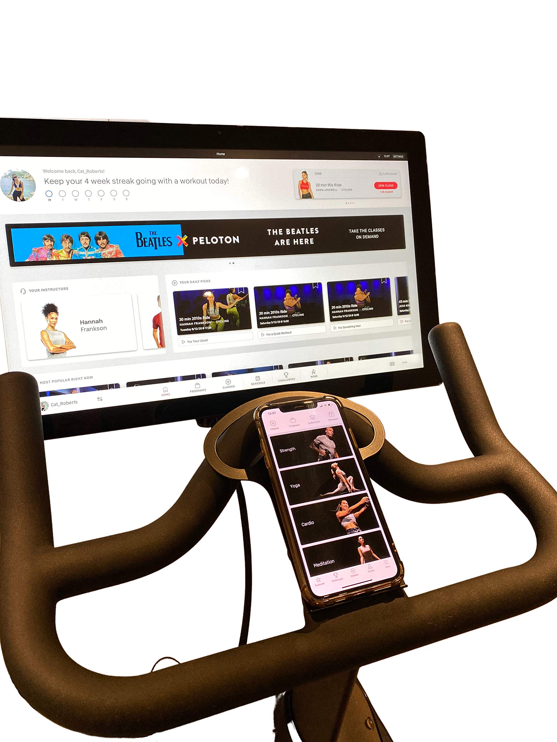 PELOGADGET Phone and Tablet Mount Holder for Original Peloton Exercise Bike | Anti-Slip Steel Tray for iPhone, iPad, and iPad Pro | Sturdy Peloton Bike Accessory for Smartphones - Black — image 1